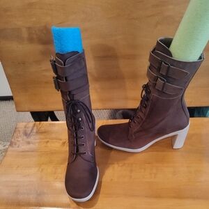 Vintage ESPACE Hybrid Heeled Combat Boots By Robert Clerergie. Size 6.5 Brown